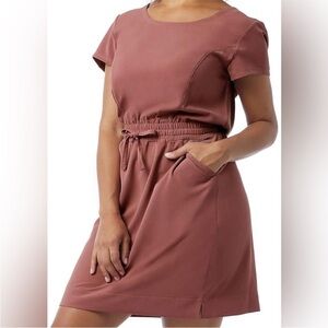 32 degrees ladies twill dress with pockets dusty rose pink